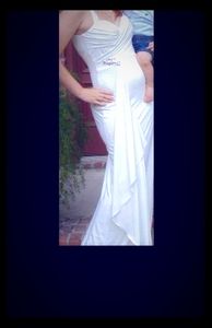 Satin slim down wedding dress .with cross back .